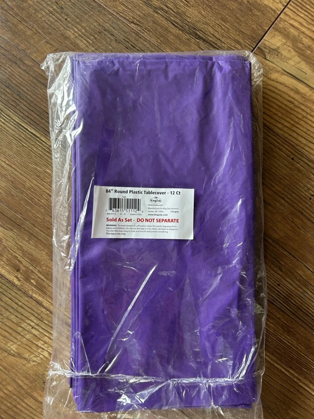 Purple Disposable Plastic Tablecover for Parties - Pack of 9